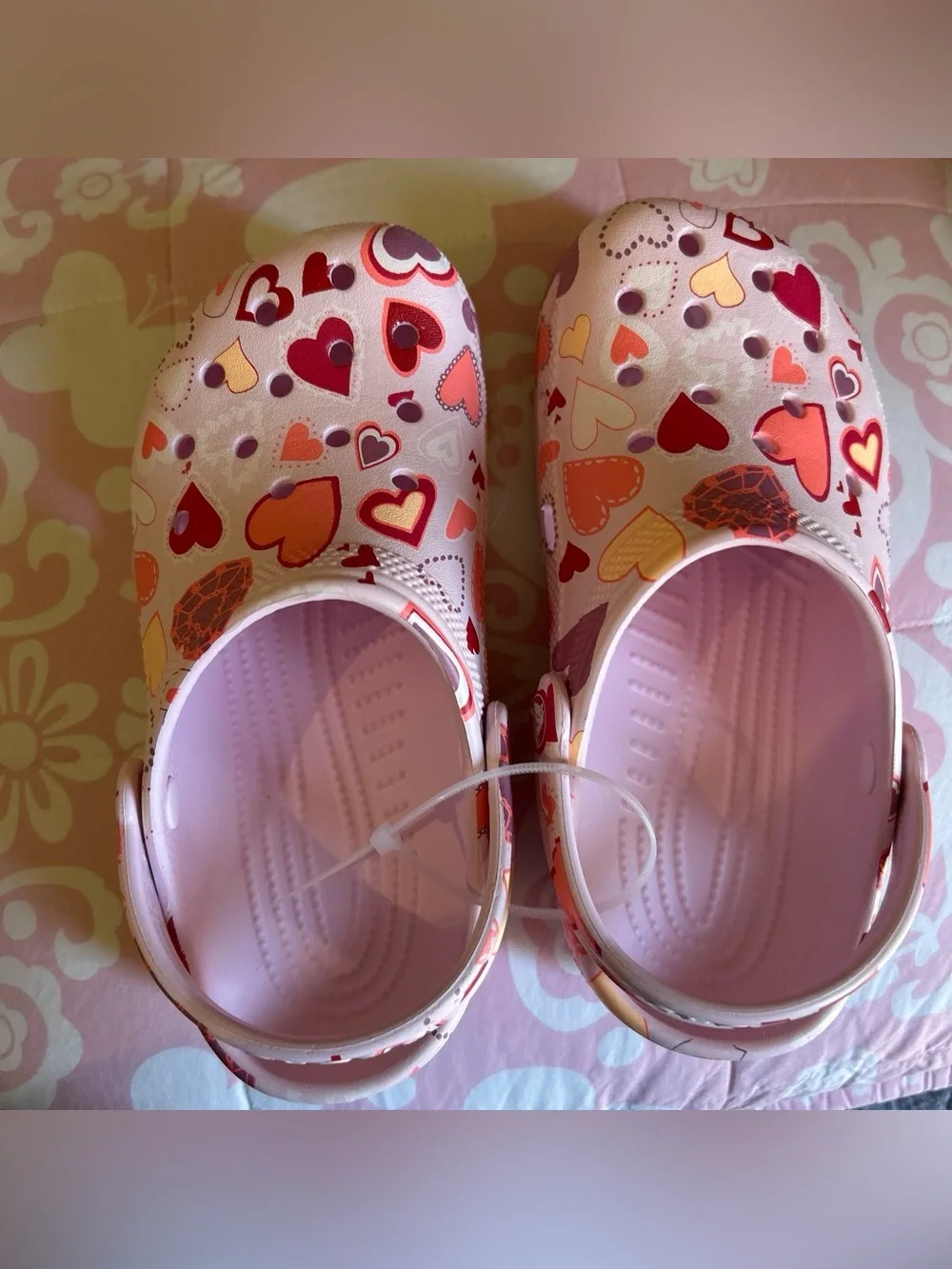Kids Heart-Print Pink Crocs
